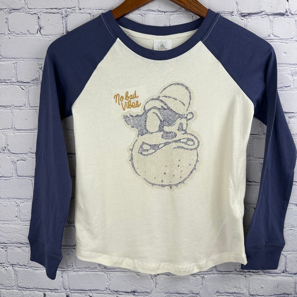 NWOT Disney Parks Pete Raglan Baseball Tee Shirt Navy Cream Youth 7/8